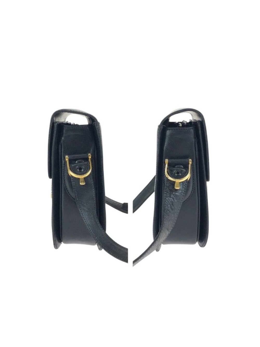 Celine Vintage Horse Carriage Black Gold Leather Shoulder - Picture 8 of 9